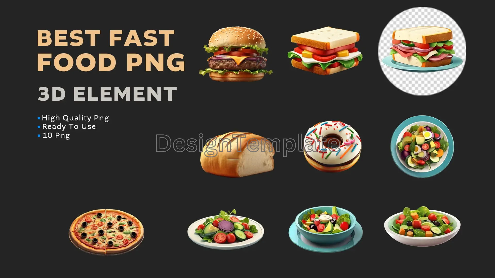 Gourmet Express Exquisite Second 3D Fast Food Icons Set
